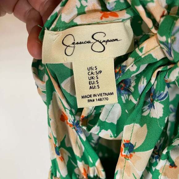 Jessica Simpson Womens Green Floral Sleeveless Maxi Dress with Back Tie Sm - Picture 5 of 9